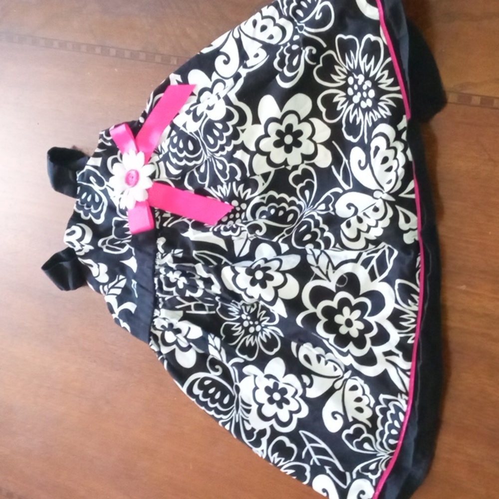 girl 18month dress Sophie Rose, black white with pink accent
